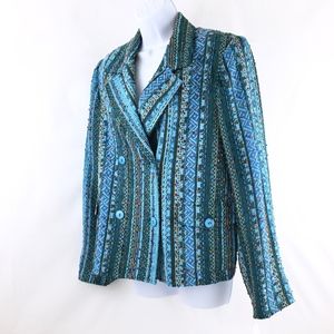 Vintage Double Breasted Textile Art Tweed Blazer